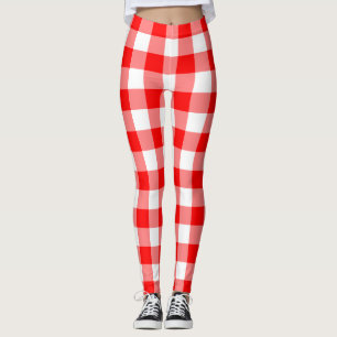 Gingham-Karo in Rot und Weiß Leggings
