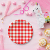 Gingham-Karo in Rot und Weiß Pappteller (Party)