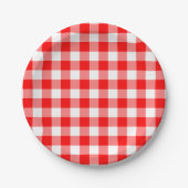 Gingham-Karo in Rot und Weiß Pappteller (Vorderseite)