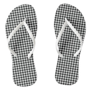 Gingham-Karo in Schwarz und Weiß Badesandalen