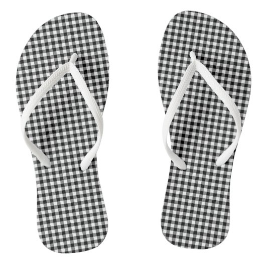 Gingham-Karo in Schwarz und Weiß Badesandalen (Fußbett)