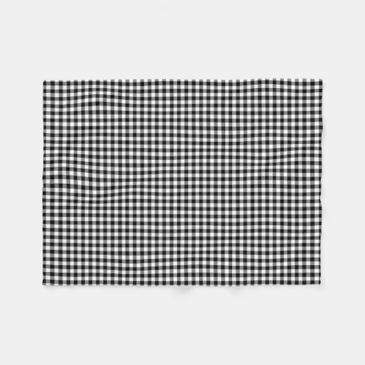 Gingham-Karo in Schwarz und Weiß Fleecedecke (Vorderseite (Horizontal))
