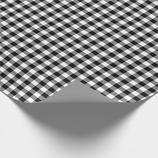 Gingham-Karo in Schwarz und Weiß Geschenkpapier (Ecke)