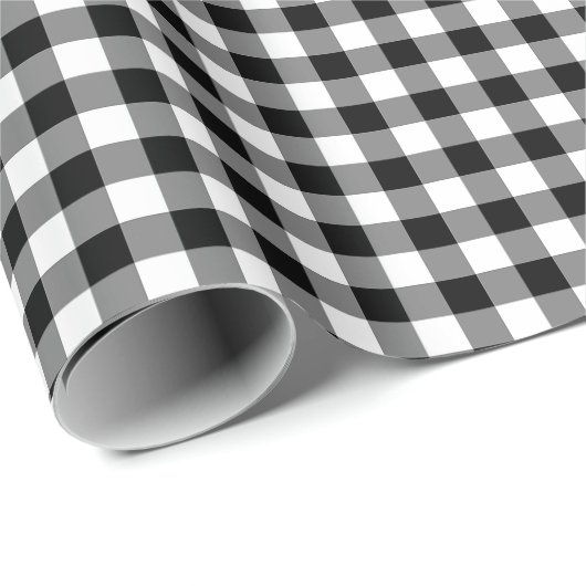 Gingham-Karo in Schwarz und Weiß Geschenkpapier (Rolleneckpunkt)