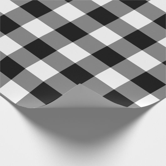 Gingham-Karo in Schwarz und Weiß Geschenkpapier (Ecke)