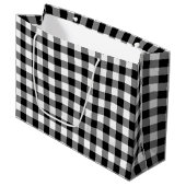 Gingham-Karo in Schwarz und Weiß Große Geschenktüte (Vorderseite Schrägansicht)