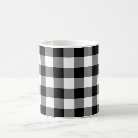 Gingham-Karo in Schwarz und Weiß Kaffeetasse (Mittel)