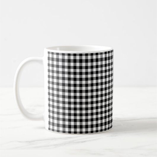 Gingham-Karo in Schwarz und Weiß Kaffeetasse (Links)