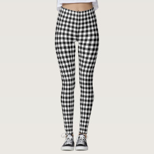 Gingham-Karo in Schwarz und Weiß Leggings