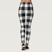 Gingham-Karo in Schwarz und Weiß Leggings (Rückseite)