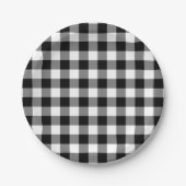 Gingham-Karo in Schwarz und Weiß Pappteller (Vorderseite)