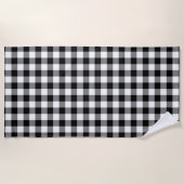 Gingham-Karo in Schwarz und Weiß Strandtuch (Vorderseite)