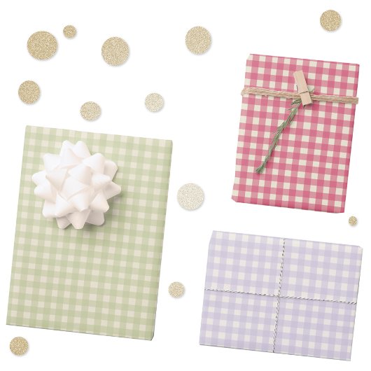 Gingham Karo Kariert Hand Drawn Hübsch Geschenkpapier Set