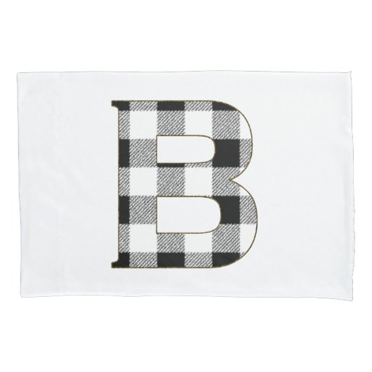 Gingham Karo Letter B Kissenbezug (Vorderseite)