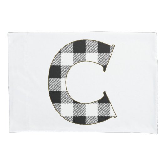 Gingham Karo Letter C Kissenbezug (Vorderseite)