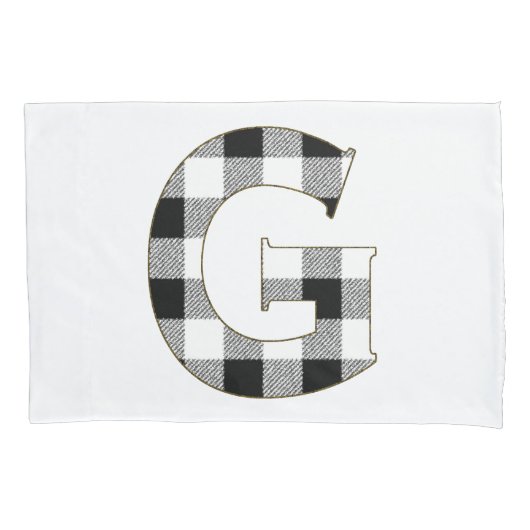 Gingham Karo Letter G Kissenbezug (Vorderseite)