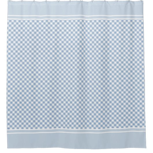 Gingham Karo Light Blue White Country Duschvorhang (Vorderseite)