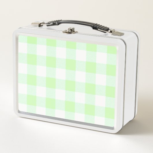 Gingham Karo Light Green Metall Lunch Box (Vorderseite)
