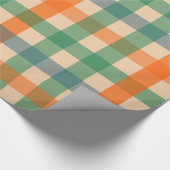 Gingham Karo Multicolor Pattern Orange Green Geschenkpapier (Ecke)