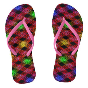 Gingham Karo Multicolored Adult Flip Flops Badesandalen