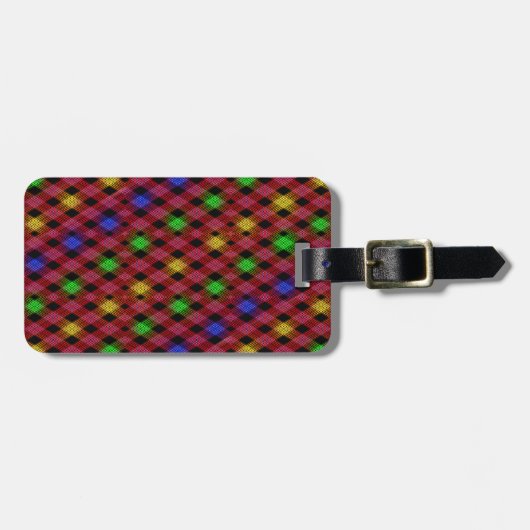 Gingham Karo Multicolored Pattern Gepäckanhänger (Vorderseite horizontal)