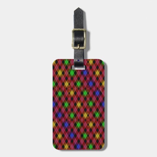 Gingham Karo Multicolored Pattern Gepäckanhänger (Vorderseite vertikal)