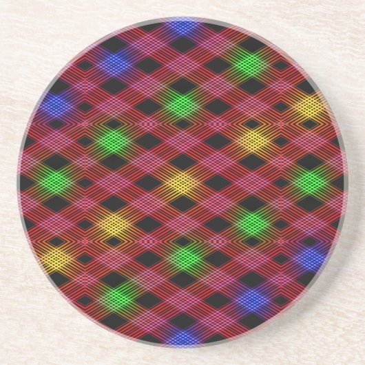 Gingham Karo Multicolored Pattern Getränkeuntersetzer (Vorne)