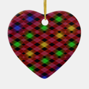 Gingham Karo Multicolored Pattern Keramik Ornament
