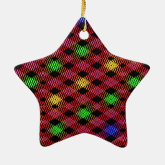 Gingham Karo Multicolored Pattern Keramikornament (Hinten)
