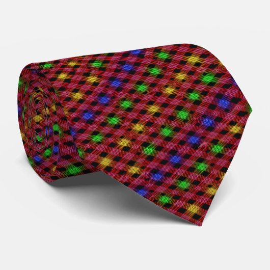 Gingham Karo Multicolored Pattern Krawatte (Gerollt)