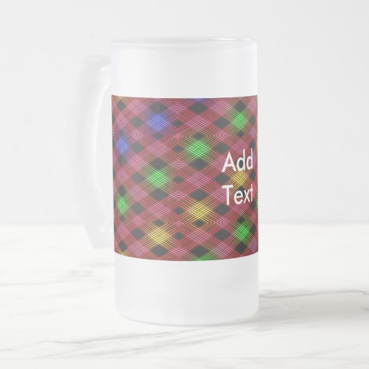 Gingham Karo Multicolored Pattern Mattglas Bierglas (Vorderseite Links)