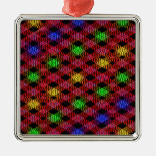 Gingham Karo Multicolored Pattern Ornament Aus Metall