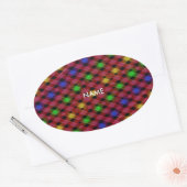 Gingham Karo Multicolored Pattern Ovaler Aufkleber (Umschlag)