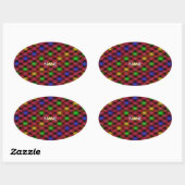 Gingham Karo Multicolored Pattern Ovaler Aufkleber (Blatt)