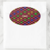 Gingham Karo Multicolored Pattern Ovaler Aufkleber (Tasche)