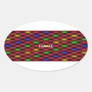 Gingham Karo Multicolored Pattern Ovaler Aufkleber