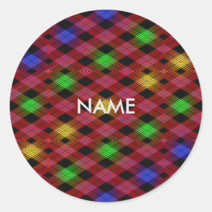 Gingham Karo Multicolored Pattern Runder Aufkleber