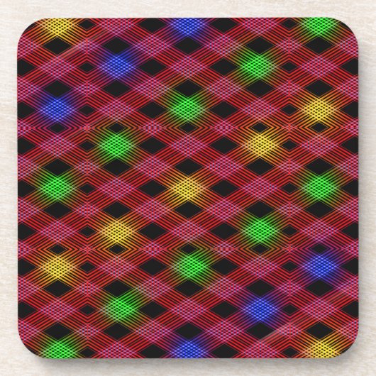 Gingham Karo Multicolored Pattern Untersetzer (Vorderseite)