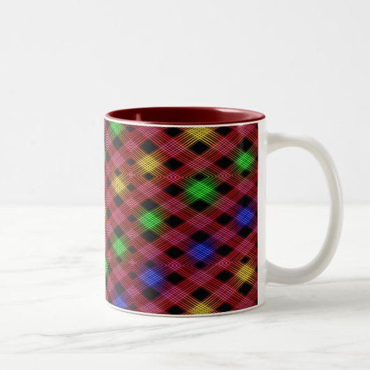 Gingham Karo Multicolored Pattern Zweifarbige Tasse (Rechts)