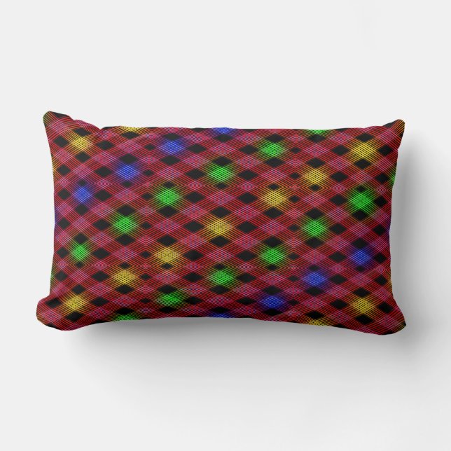 Gingham Karo Multicolored Throw Kissen Lumbar (Vorderseite)