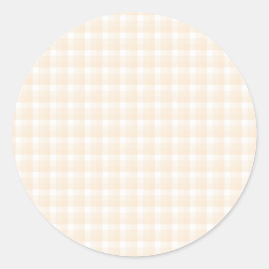 Gingham Karo Muster. Beige und Weiß. Runder Aufkleber (Vorderseite)