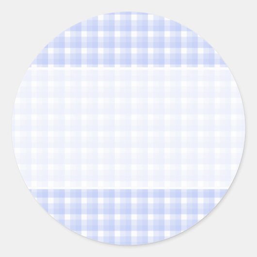 Gingham Karo Muster. Light Blue & White. Runder Aufkleber (Vorderseite)