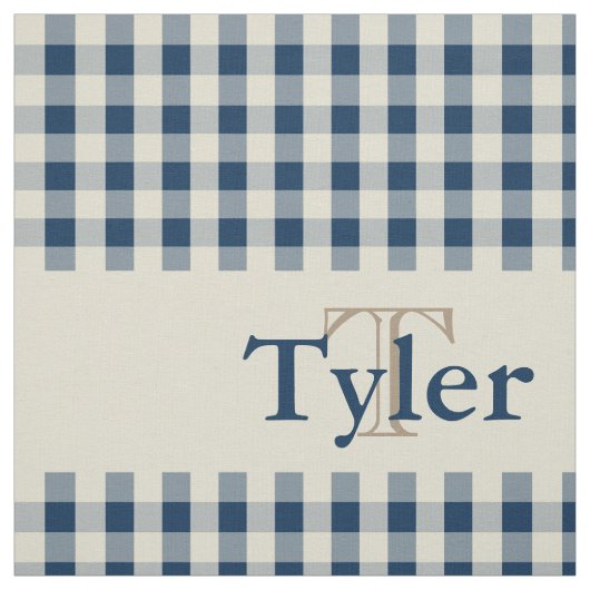 Gingham-Karo-Muster-Monogramm-Gewohnheits-Jungen Stoff (Muster)