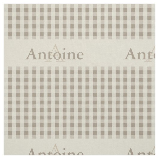 Gingham-Karo-Muster-Monogramm-kakifarbige Stoff (Muster)