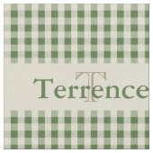 Gingham-Karo-Muster-Monogramm-weises Grün-Jungen Stoff (Nahaufnahme)