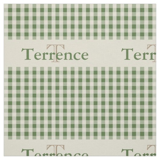 Gingham-Karo-Muster-Monogramm-weises Grün-Jungen Stoff (Muster)