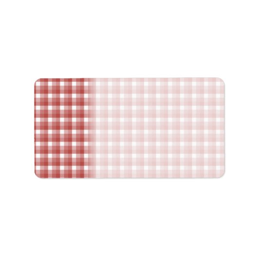 Gingham Karo Muster. Rot und Weiß. Adressaufkleber (Vorne)
