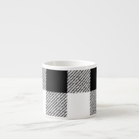 Gingham Karo Muster schwarz-weiß Espressotasse (Vorderseite)