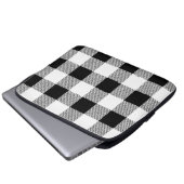Gingham Karo Muster schwarz-weiß Laptopschutzhülle (Vorne Knopf)