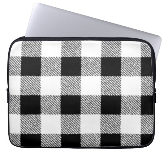 Gingham Karo Muster schwarz-weiß Laptopschutzhülle (Vorderseite)